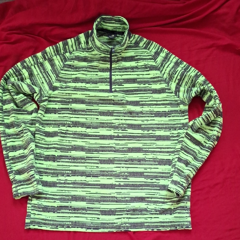 Xersion Lime and Black Striped Top